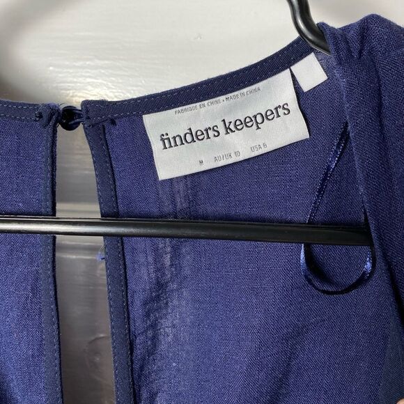 Finders Keepers | Limoncello Tie-Front Flared Sleeve Playsuit Romper Navy Sz 6 - Picture 4 of 13